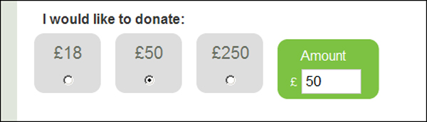 Oxfam's single donation options