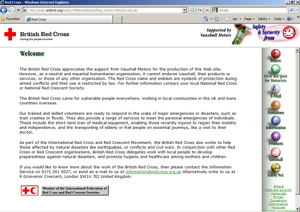 British Red Cross website 1998