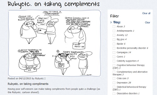 Mind blog: illustrated with a cartoon about taking compliments