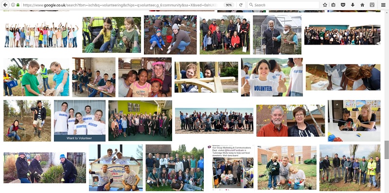 Collage of images from google search for volunteering