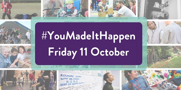 #YouMadeItHappen Friday 11 October - NCVO's graphic, with photos from community groups.
