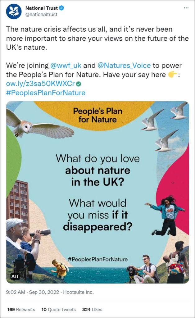 The nature crisis affects us all and it's never been more important to share your views on the future of UK's nature. We're joining WWF and RSPB to power the People's Plan for Nature. Have your say here. 